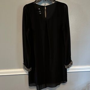 Iz Byer Black Long Sleeve Dress with Embellished Cuffs